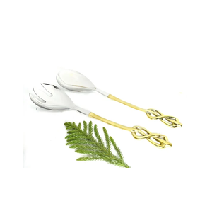 Ensemble de cuillères à salade en acier inoxydable, manche en laiton poli miroir personnalisé, forme ananas, outils à salade, logo personnalisé - Product Image 2