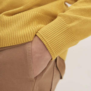 Pull en tricot à col rond jaune moutarde pour homme, coupe classique, couleur unie, style décontracté, manches longues, automne - Product Image 5