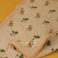 Couette bébé en coton doux et respirant, imprimée à la main motif girafe safari, réversible, pour chambre de bébé et couette de jeu pour tout-petit
