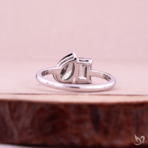 <b>Emerald</b> and Pear Cut Green Lab Grown Diamond Toi et Moi Engagement <b>Ring</b> 925 Sterling <b>Silver</b> Two Stone Minimal Ready To Ship <b>Ring</b> - Product Image 2
