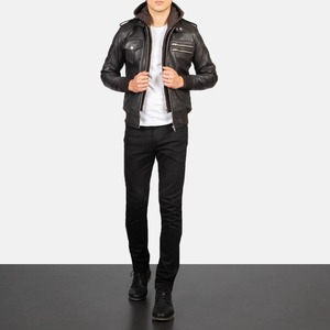 New Arrival High Quality Men's Leather <b>Jacket</b> <b>Canvas</b> Fabric Thin Winter Season Men's Leather <b>Jacket</b> - Product Image 3