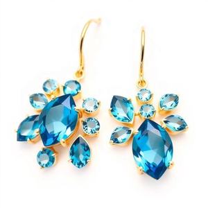 Natural Gemstone Women Jewelry 925 Sterling <b>Silver</b> 18K Gold Chandelier Earrings Destiny Jewellery - Product Image 1