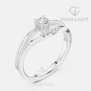 Bague de promesse en or blanc 14 carats avec diamant de laboratoire rond certifié IGI 0,146 carat, couleur F+, clarté VS+, bague de mariage pour femme, cadeau - Product Image 2