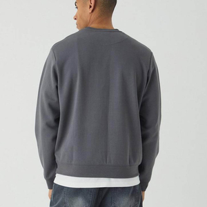 Sudadera de Hombre de Alta Calidad, Color Gris Básico, Corte Regular, Tejido Interlock Grueso, Cuello Redondo, Talla Grande, Sudadera Personalizada de Mezcla de Algodón - Product Image 3