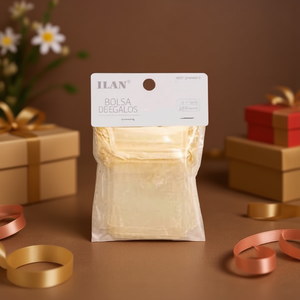 Sacchetti regalo in organza Ilan 15x20cm colore crema 4 pezzi per regali - Product Image 2