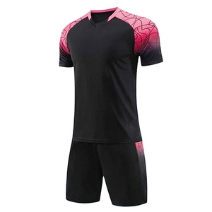 Conjunto de Camiseta de Fútbol con Cuello en V Negra para Hombre, Manga Corta, Poliéster que Absorbe la Humedad, Estampado Degradado, Ropa Deportiva para Adultos para Todas las Temporadas - Product Image 2