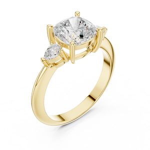 Anillo de Compromiso de Lujo para Mujer, Oro Amarillo de 14K, Corte Cojín de 3 CT con Diamante Cultivado en Laboratorio con Certificación IGI, para Aniversario o Boda - Product Image 1