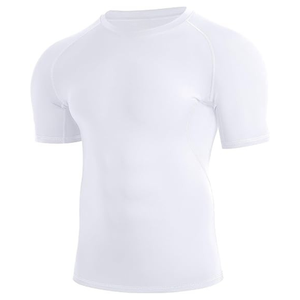 Camiseta de compresión reflectante para correr de noche, color blanco liso - Product Image 6