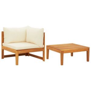 Ensemble de salon de jardin en bois d'acacia massif, blanc crème, durable, de taille moyenne, meubles de patio - Product Image 2