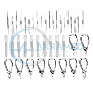 Kit d'instruments chirurgicaux manuels Akramed pour podologie, 40 pièces, avec ressorts cylindriques, certifié CE ISO13485, pour soins des pieds et des ongles - Product Image 3