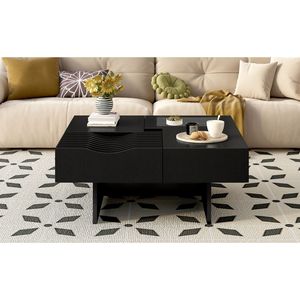 U-Can 33 ''metà del secolo moderno tavolo quadrato in legno con 3 cassetti e vetro temperato gambe in legno massiccio per soggiorno - Product Image 5