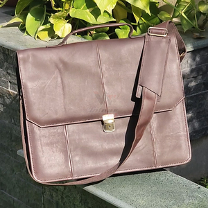 <b>Mens</b> Front Flap Genuine <b>Leather</b> <b>Satchel</b> Classic Brown Modern Style Business Laptop Bag Zipper Closure Waterproof Large Bag - Product Image 2
