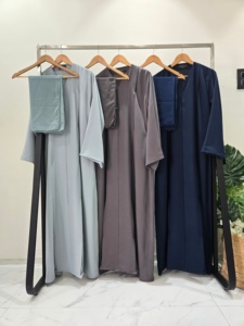 High Quality Luxury <b>Chiffon</b> Embroidered Modest Floor Length <b>Abaya</b> Dress for Women Matching Hijab Handmade Four-Way Stretch for - Product Image 4