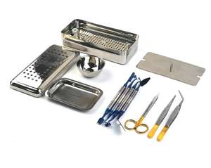 Kit d'instruments de chirurgie générale pour implants dentaires PRF, manuel, réutilisable, de haute qualité, certifié CE, argenté, avec poignée ergonomique - Product Image 4