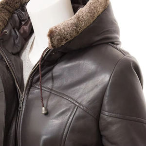 Custom Logo Design Ladies Biker Genuine Sheepskin Leather Jacket Waterproof Filled Breathable Cotton Lined All Seasons - Product Image 5