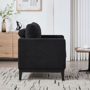 Poltrona singola moderna in stile farmhouse da 35,4 pollici di larghezza, con gambe nere e base in legno, ideale per la lettura nel soggiorno - Product Image 6