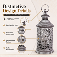 Lanterne à bougie décorative orientale en gros, design vintage en métal ajouré, lanterne à bougie suspendue d'inspiration marocaine