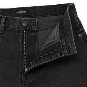 Custom <b>Black</b> Acid Wash Men Denim <b>Shorts</b> Casual Summer Cotton Straight Fit Raw Hem Printed <b>Jean</b> <b>Shorts</b> Custom Logo OEM Wholesale - Product Image 6