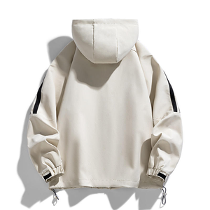 Veste coupe-vent à capuche oversize pour homme et femme, veste légère de style streetwear, fermeture éclair, bande latérale, veste décontractée urbaine - Product Image 5