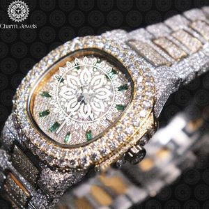 Montre de luxe pour homme Charm_Jewels avec diamants, bracelet en acier inoxydable, mouvement mécanique, cadran de 40 mm, date automatique luminescente, étanche 10 bars - Product Image 2