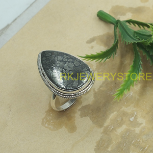 Natural Large Marcasite Stone <b>Ring</b> 925 Sterling Silver Handmade <b>Statement</b> <b>Ring</b> Vintage Designer Jewelry Gift for Women Men Her - Product Image 5
