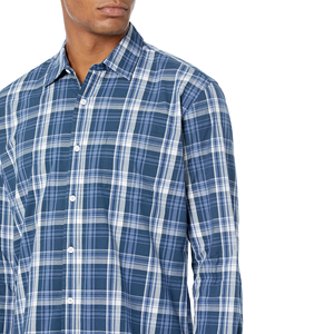Chemise à manches longues boutonnée pour homme en flanelle tricotée respirante, écologique et à séchage rapide, col montant - Noir Blanc Bleu Style Urbain - Product Image 6