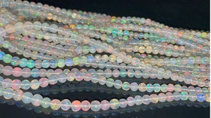 Perles lisses en opale de feu naturelle d'Éthiopie Welo, 5 mm, brin de 18 pouces pour la fabrication de bijoux et l'artisanat - Product Image 3