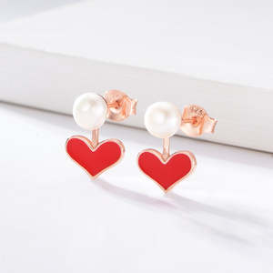 Pendientes de Plata de Lujo con Forma de Corazón Blanco, Unisex, con Engaste de Garra, para Uso Diario - Product Image 5