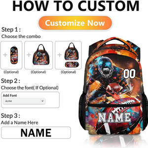 Sac à dos de football américain camouflage personnalisé avec nom et numéro pour unisexe, sac de sport personnalisé avec poches latérales, poids lourd - Product Image 3