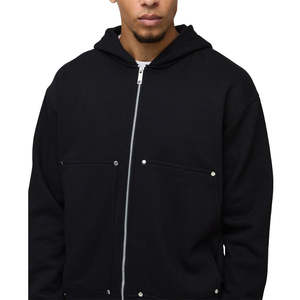 Hoodies courts streetwear vierges à capuche épais avec fermeture éclair, personnalisables, OEM - Product Image 3