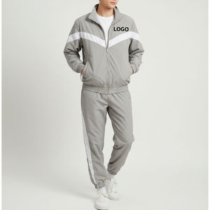 Yourbrand Men's <b>White</b> <b>Tracksuit</b> Full Zip Sporty Jacket Pants Set Breathable Polyester Autumn Wear - Product Image 4