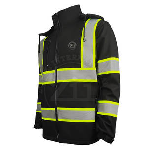 Outdoor Use ANSI Class 1 Waterproof LED Flash Breathable Comfortable Stand Collar Safety <b>Hi</b>-<b>Vis</b> Reflective <b>Softshell</b> <b>Jacket</b> Plus - Product Image 2