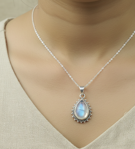 Top quality <b>Moonstone</b> Teardrop <b>Pendant</b> 925 Sterling Silver Handmade Necklace Charm Rose Gold Yellow Gold Plated Jewelry - Product Image 2