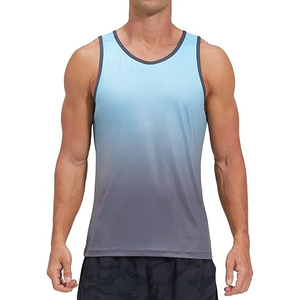 Débardeur sans manches pour homme, couleur dégradée, col rond, séchage rapide, tricoté, style décontracté - Product Image 1