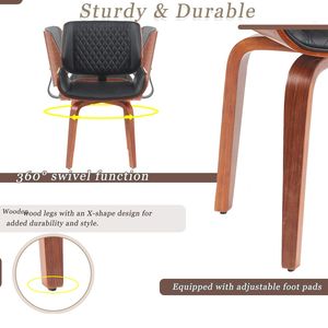 Set di 2 Sedie da Pranzo Girevoli a 360 Gradi in Stile Mid-Century Modern, Rivestimento Ergonomico in Pelle PU per Cucina e Ufficio - Product Image 4
