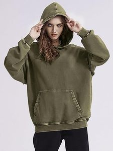 Sweat-shirt à capuche délavé avec logo personnalisé, style streetwear oversize pour hommes et femmes - Product Image 3