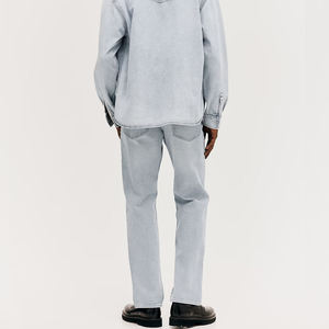 Jean en denim décontracté pour homme, coupe droite, taille mi-haute, 100 % coton respirant, couleur personnalisée - Product Image 2