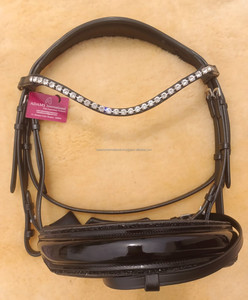 Bride de cheval en cuir verni de haute qualité avec rembourrage doux et bande de sourcils en cristal Bling - Product Image 4