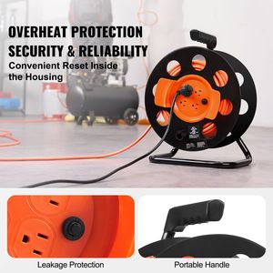 Avvolgicavo Elettrico Professionale da 30 Metri (100FT) con 4 Prese, Cavo 14AWG SJTOW, Copertura Antipolvere, Manuale, Portatile, 20A, Cavo da 20M, Connettore Maschio AU - Product Image 3