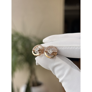 Pendientes Circulares Minimalistas con Diamantes Cultivados en Laboratorio, Corte Princesa, 0.70 Ct, Joyería Fina Geométrica para Mujer, Hipoalergénicos, Chapados en Oro - Product Image 6