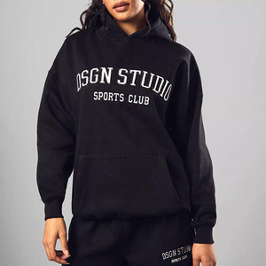Pulls à capuche oversize pour femmes, vêtements décontractés, logo personnalisé, manches longues, épaules tombantes, pour l'hiver - Product Image 5