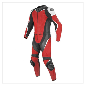 Combinaison de course moto pour homme, manches longues, couleur contrastée noir et rouge, en cuir, coupe-vent, pour toutes les saisons - Product Image 5
