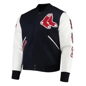 Chaqueta Universitaria de Graduación, Mezcla de Lana, Mangas de Cuero, Fabricantes de Chaquetas Letterman OEM, Apliques de Chenilla Bordados - Product Image 1