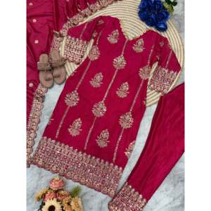 Conjunto de Dupatta de pantalón superior hermoso para mujer con bordado pesado - Product Image 5
