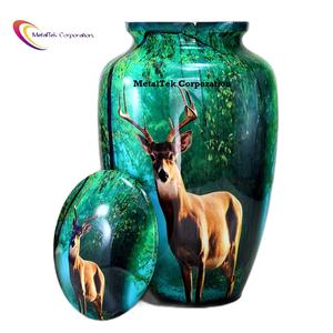 New Reindeer Classic Cremation <b>Urns</b> For Keepsake Ashes Lacquer Finish Wholesale Low Price Metal Funeral Burial <b>Urns</b> <b>Jars</b> Vases - Product Image 2