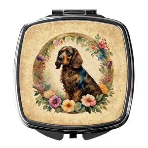 Compact Folding Handheld <b>Travel</b> Makeup <b>Mirror</b> Field Spaniel Flowers Decorative Pocket <b>Mirror</b> for Women and Girls Gift - Product Image 1