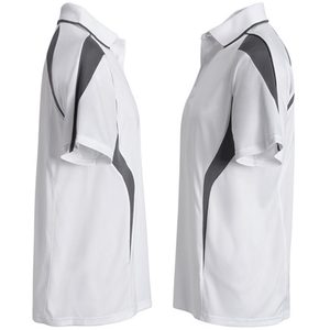 Chemise à manches courtes blanche pour homme avec motif gris contrastant, style décontracté, séchage rapide, tissu tricoté 100% polyester, coupe classique - Product Image 4