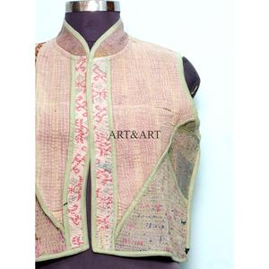 Nouvelle arrivée, veste ethnique pour femmes, veste courte respirante et écologique en coton indien fait main, patchwork multicolore Kantha vintage - Product Image 2