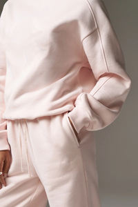 Custom Logo Women's 2 Piece <b>Pink</b> Fleece <b>Tracksuit</b> Set Crew Neck Full Length Loose Fit Casual Wear Letter Print All Seasons - Product Image 2