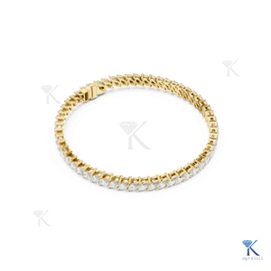 5.00 X 2.50 mm Marquise Cut Lab Grown Diamond Filled Tennis Bracelet 14K <b>Solid</b> <b>Gold</b> Unisex Luxury Bridal Jewelry - Product Image 2